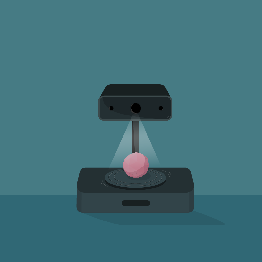 A graphic of a 3D scanner