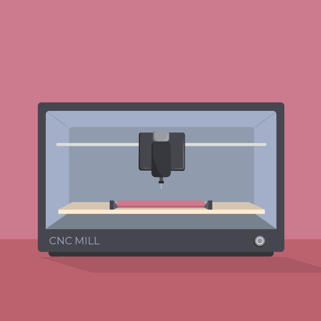 A graphic of a CNC Mill
